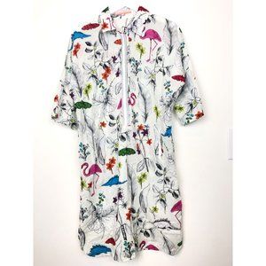 Vilagallo Multicolored Dinosaur Flamingo Dress